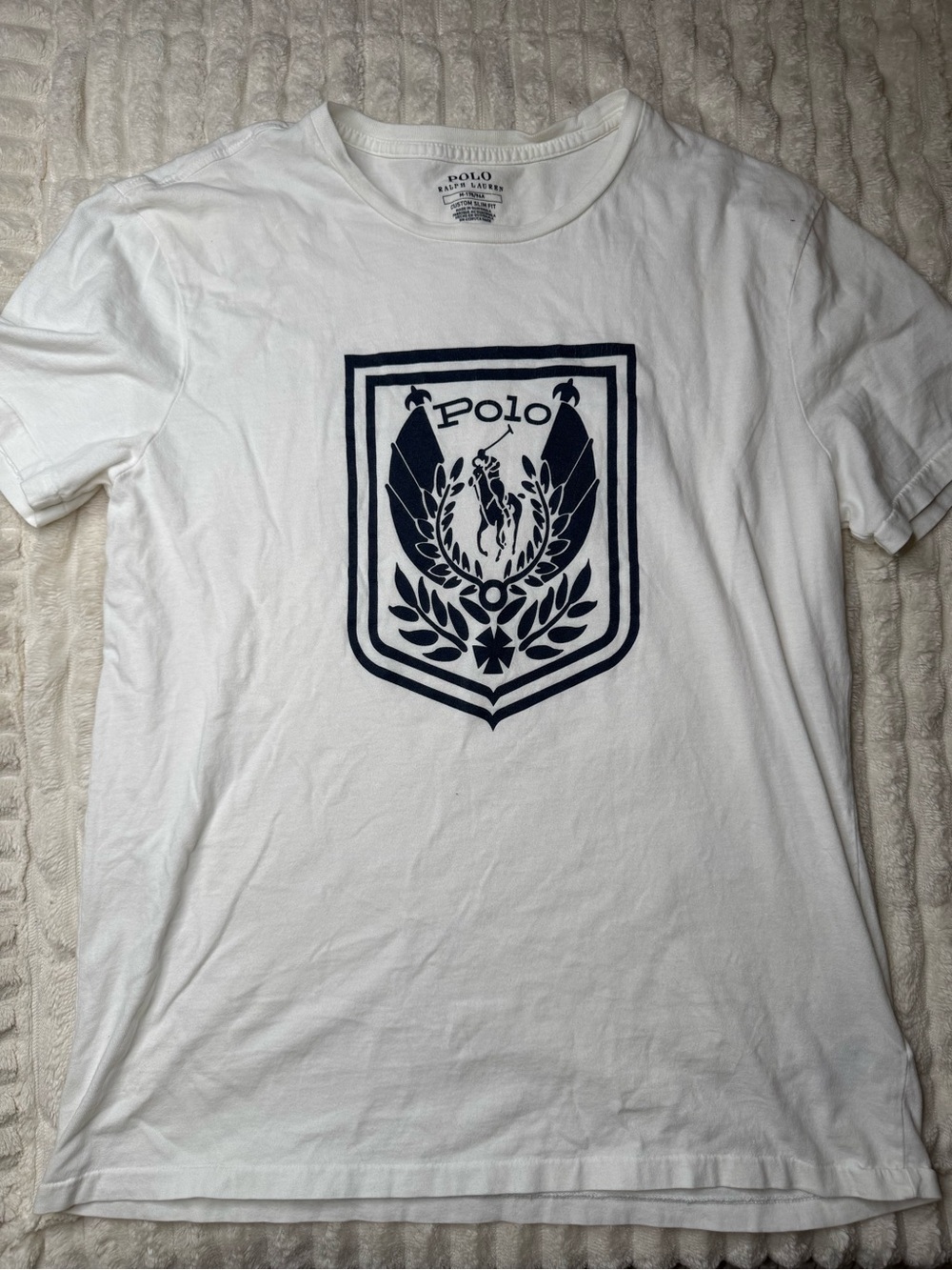 Polo by Ralph Lauren White Tee with Navy Crest Graphic